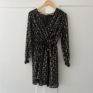 Chic Black and Golf Patterned Dress